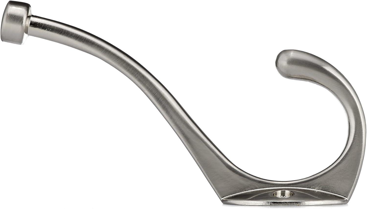 Brushed Nickel Wall Mounted Coat Hook with Dual Hooks