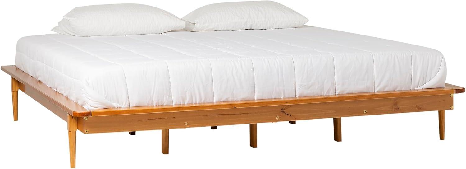 George Oliver Mid-Century Modern Solid Wood King Platform Bed Frame