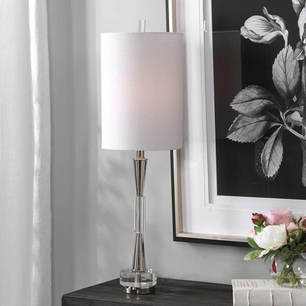 Azaria 33" Polished Nickel and Glass Buffet Lamp