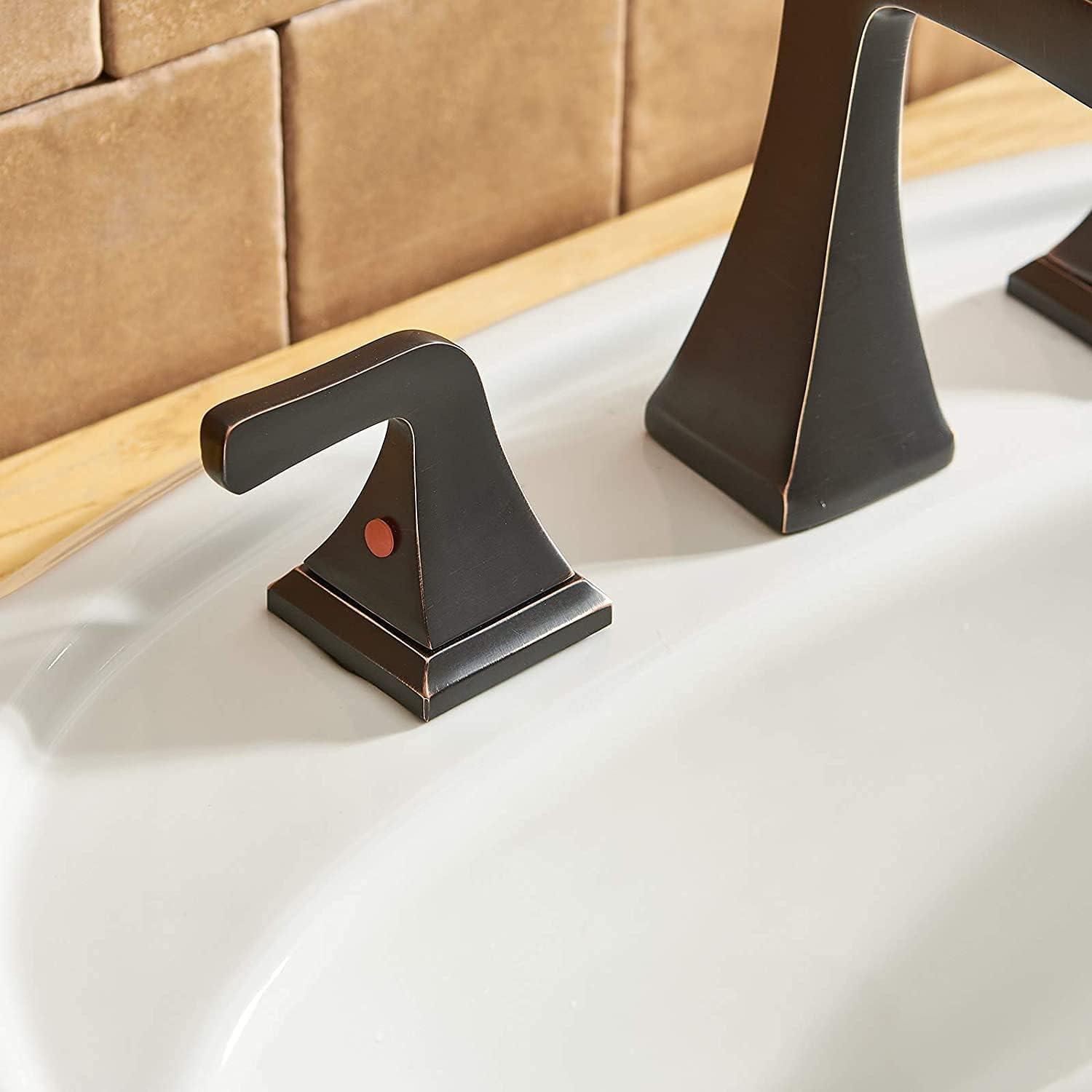 Oil Rubbed Bronze Widespread Bathroom Faucet with Lever Handles