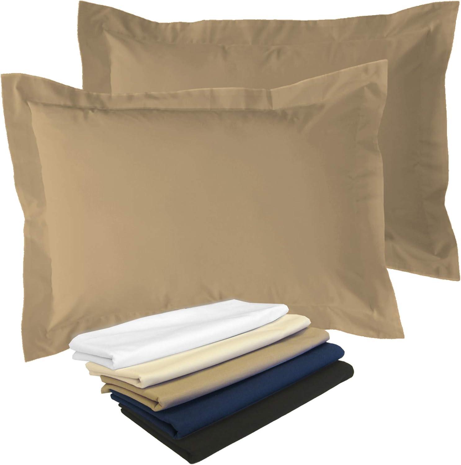 Fresh Ideas Bedding Poplin Tailored 2-Pack Pillow Sham, Standard, Mocha