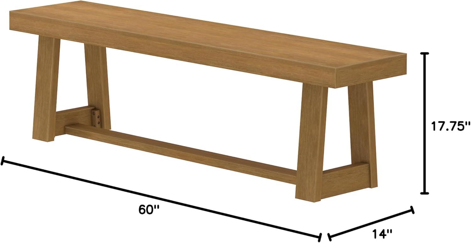 Pecan Wirebrush Solid Wood Farmhouse Dining Bench