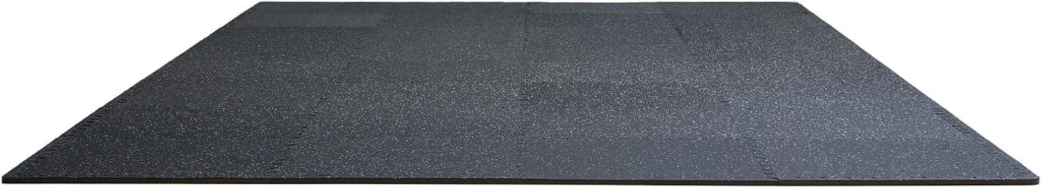 VEVOR 0.56Inch 24sq.ft 6 Tiles Gym Flooring for Home Gym, Rubber Top with High Density EVA Foam, 25 x 25In Gym Floor Exercise Equipment Mats, Interlocking Gym Mats, Puzzle Workout Mats, Black & Gray