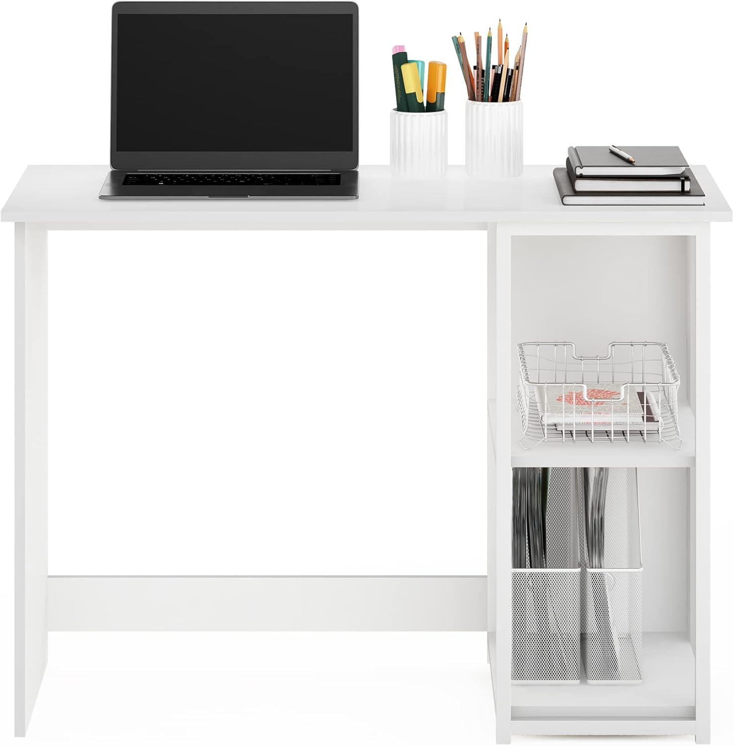 Furinno Camnus Modern Living Computer Desk 40 inch, Solid White/White