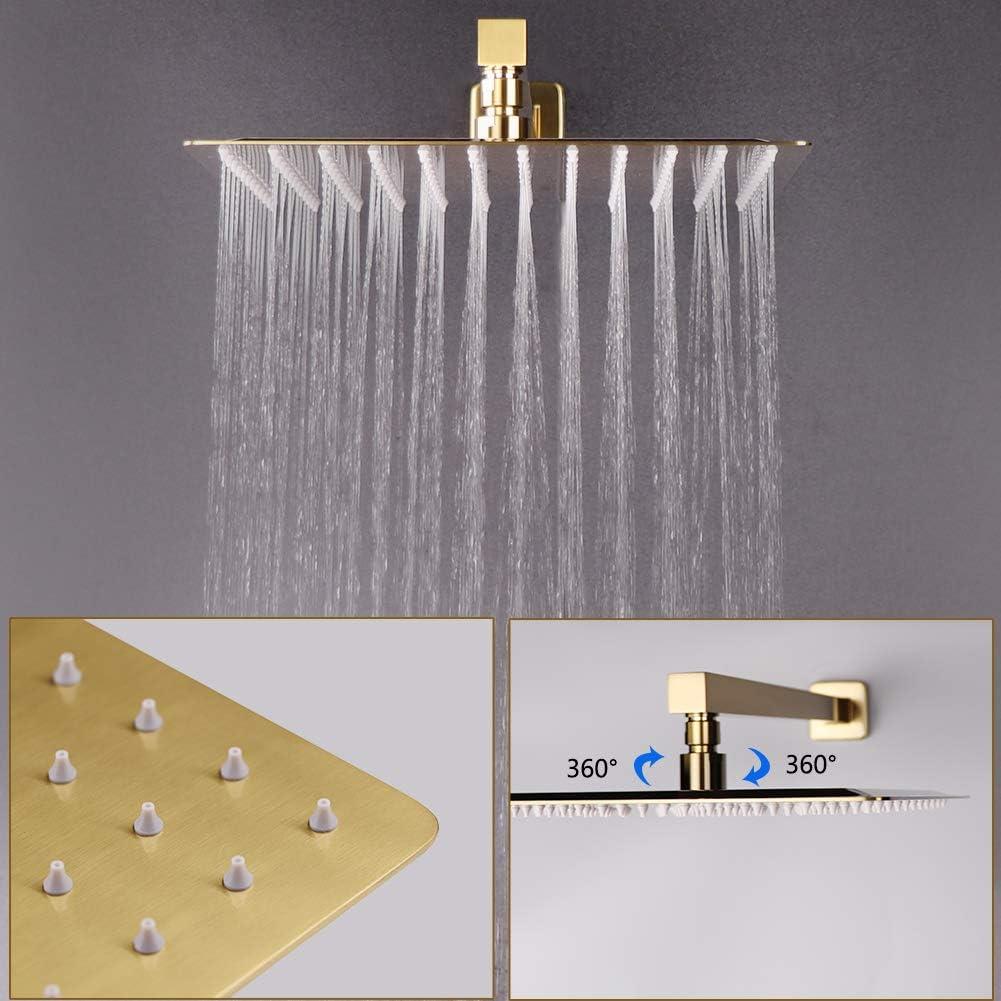 Brushed Gold Dual Rain and Handheld Shower System