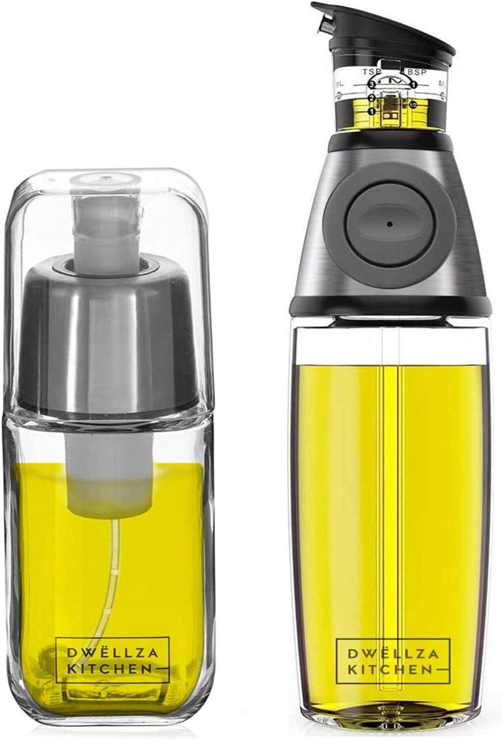 Dwellza Kitchen Cooking Olive Oil Dispenser Bottles For Kitchen With Drain And Measurements