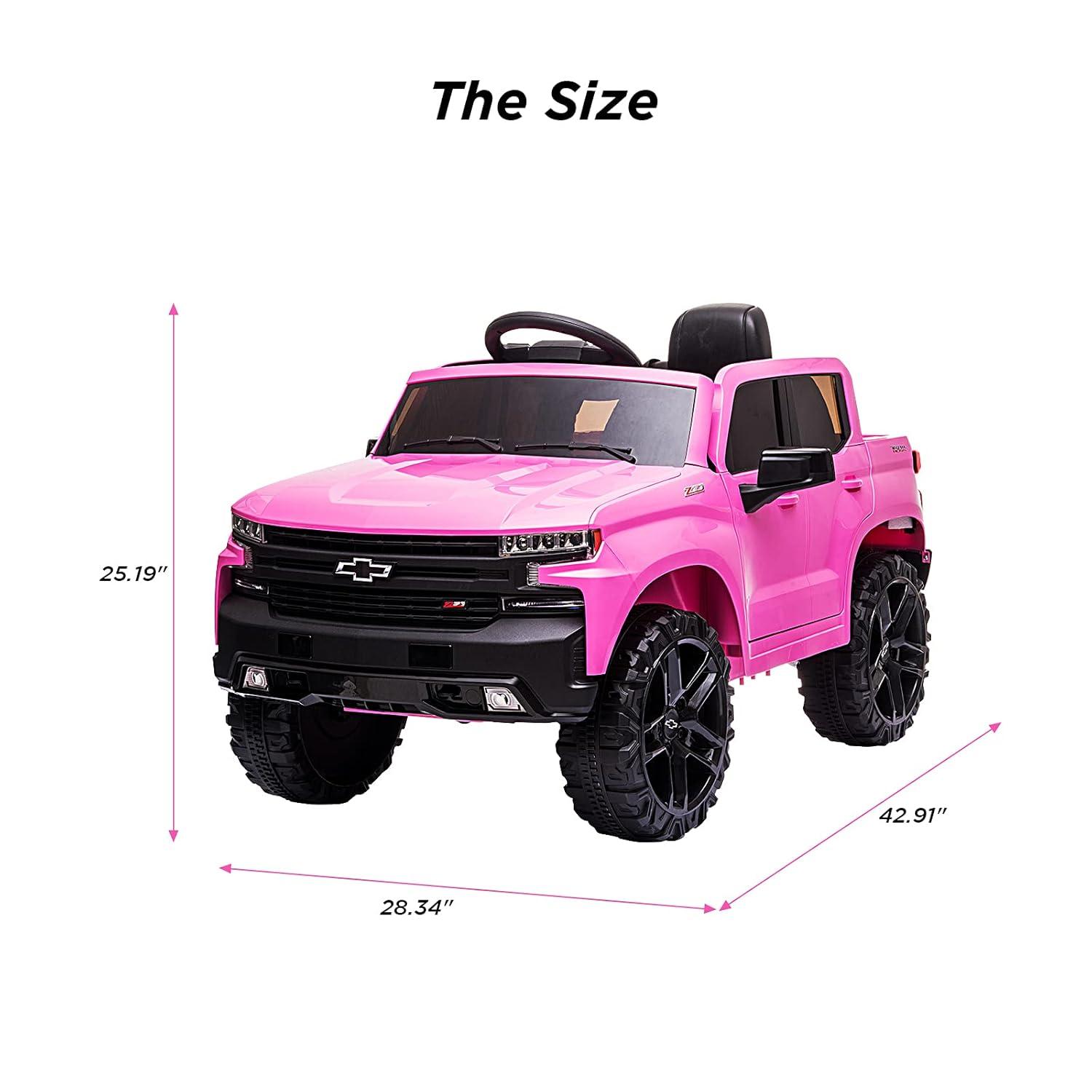 Jojoka 12V Licensed Chevrolet Silverado GMC Ride on Truck Car for Kids Battery Powered Electric Toys Vehicles with Remote Control, LED Light, Bluetooth, Spring Suspension, for 3-8 Years Old, Pink