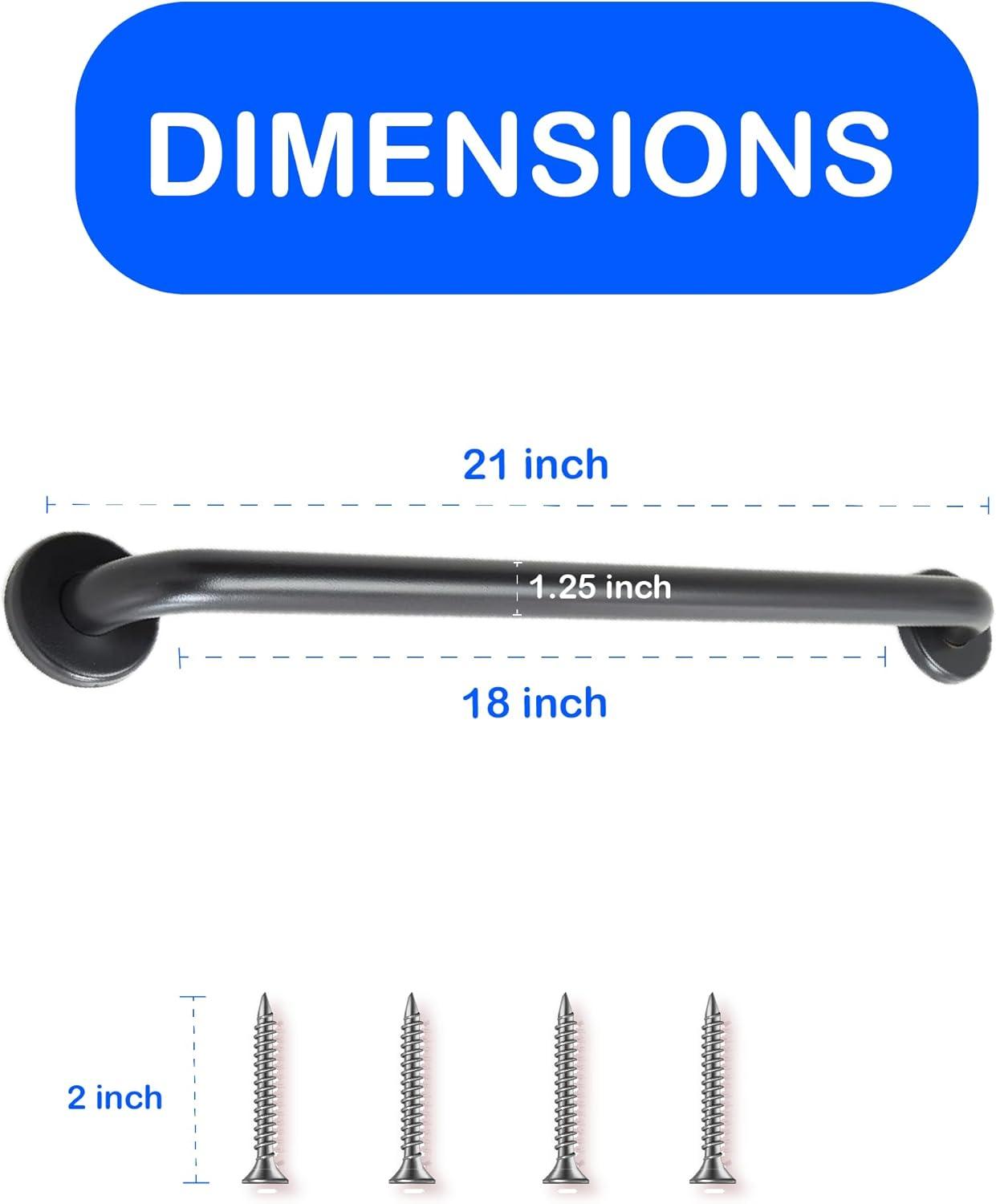 18” Shower Handle Smooth Grip | 304 Stainless Steel Bathroom Grab Bars For Seniors | Handicap Grab Bars Oil Rubbed Bronze | ADA Shower Bars Safety For Elderly | Grab Bars For Bathtubs And Showers