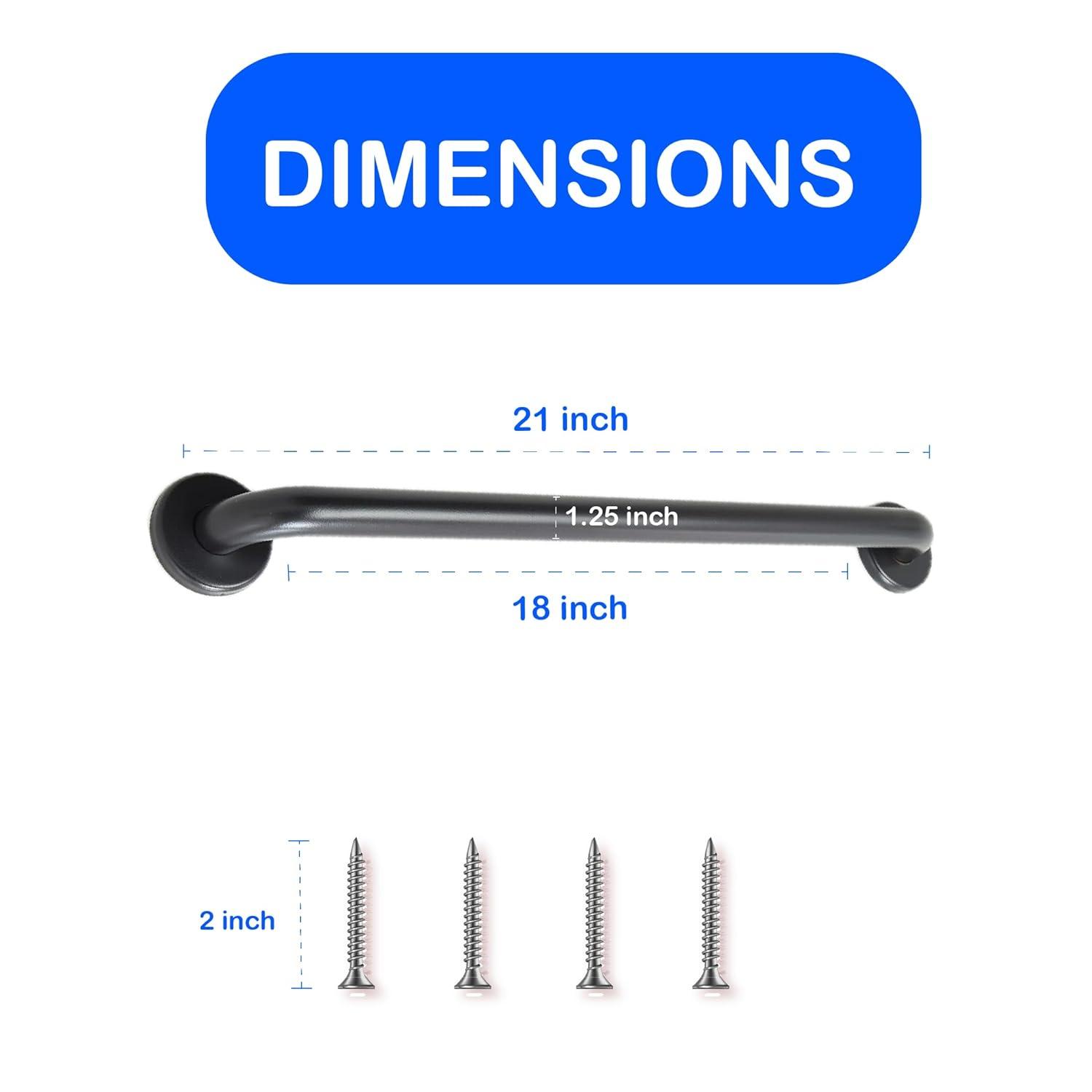 18” Shower Handle Smooth Grip | 304 Stainless Steel Bathroom Grab Bars For Seniors | Handicap Grab Bars Oil Rubbed Bronze | ADA Shower Bars Safety For Elderly | Grab Bars For Bathtubs And Showers