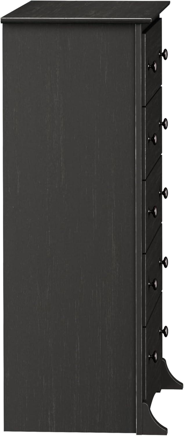 Prepac Monterey 5 Drawer Dresser Washed Black: Wood Composite Vertical Storage, 45.25" High