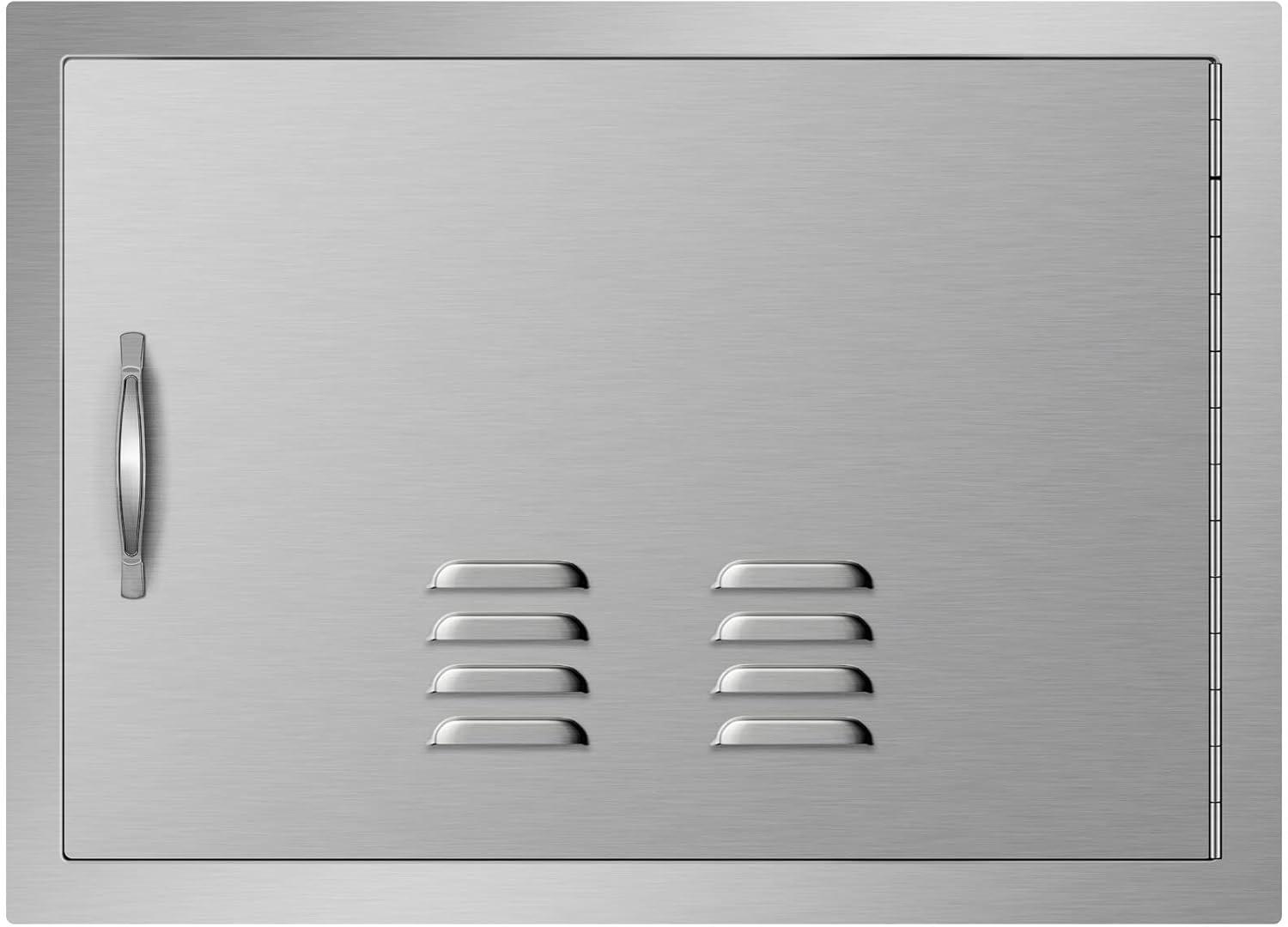 24 in. W x 17 in. H Single Outdoor Kitchen Door BBQ Access Door Stainless Steel Flush Mount Door Wall Vertical Door