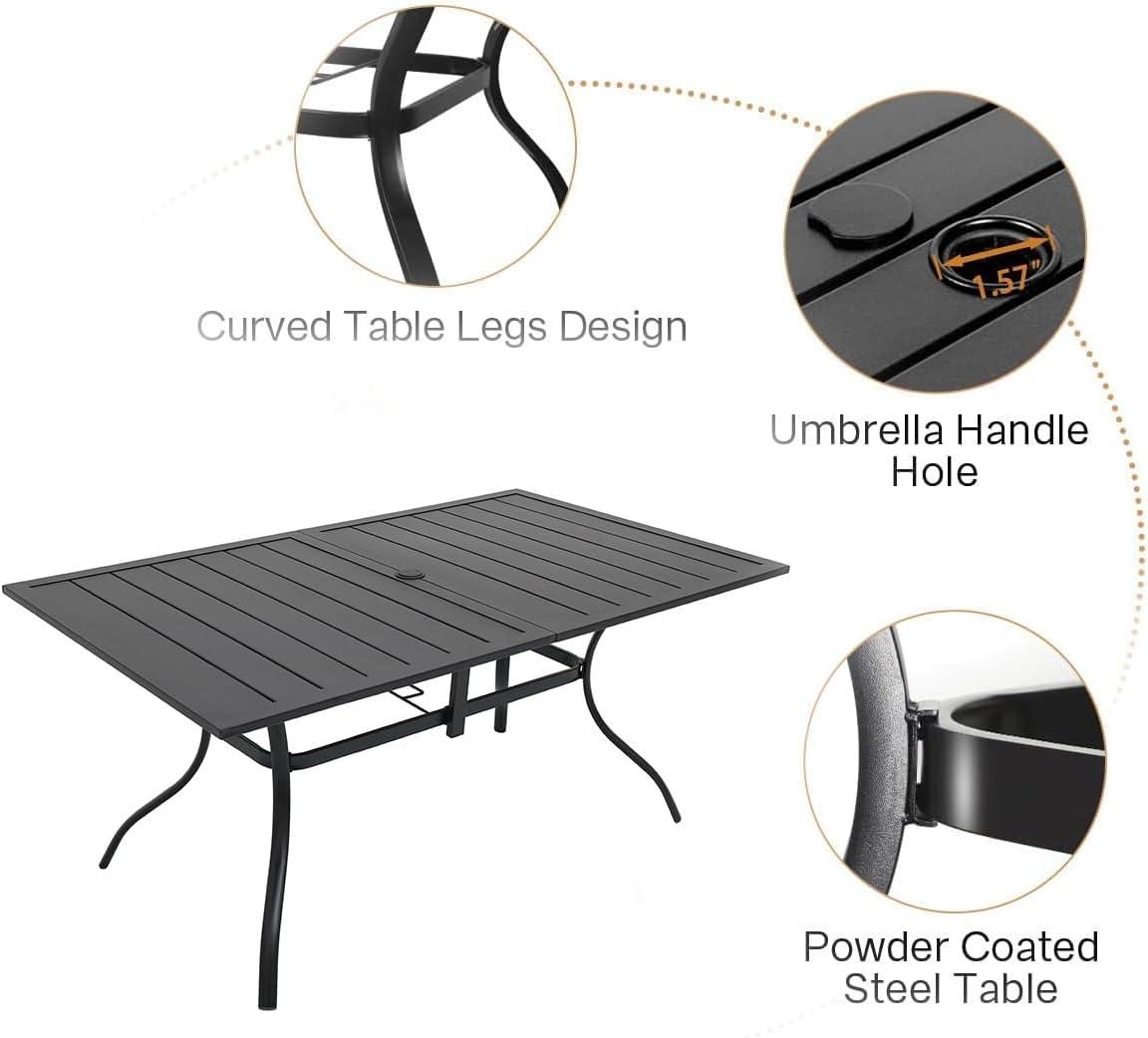 Homall Patio Dining Set 7 Pieces Outdoor Furniture with Large Table and 6 Textilene Chairs for Porch, Brown