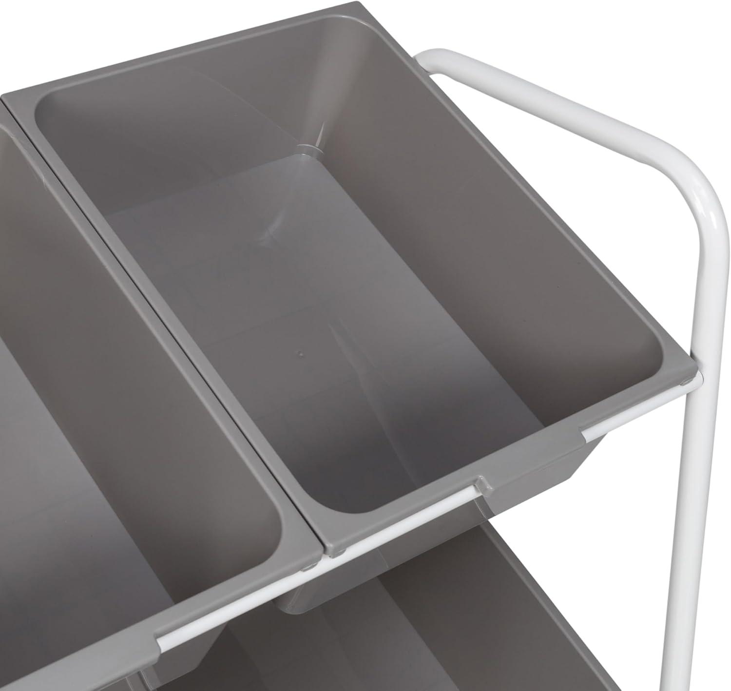 Honey-Can-Do 6 Bin rolling cart: Steel Utility Storage, Fade-Resistant, Ground Freestanding, 34" Height, 24" Depth, Gray