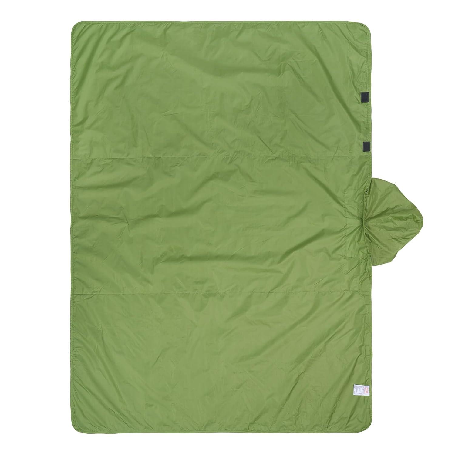 VEVOR Camping Blanket, Large Warm Wearable Stadium Blanket, Waterproof & Windproof, Polyester Fleece, Flame Retardant, 79" x 59", Army Green