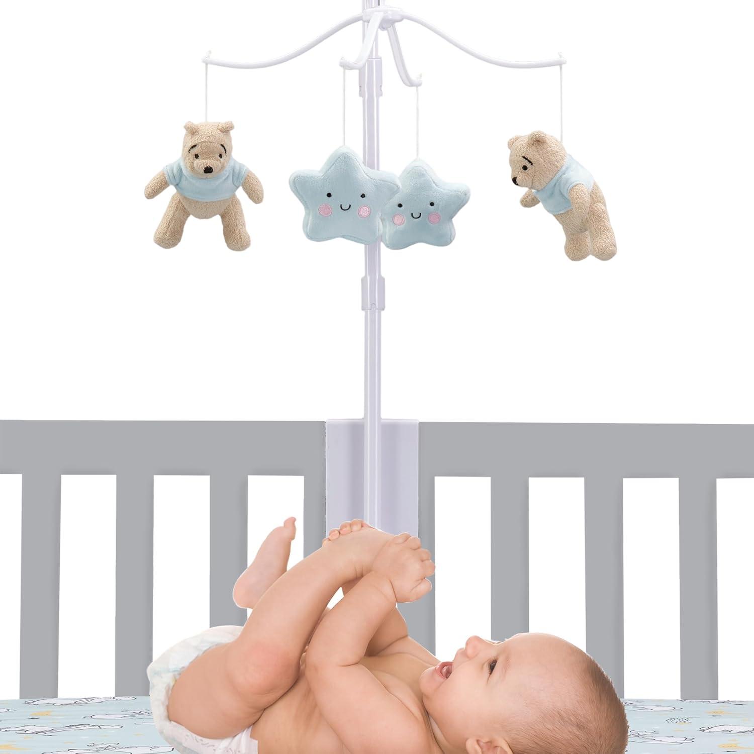 Bedtime Originals Starlight Pooh Musical Baby Crib Mobile - Blue, Animals
