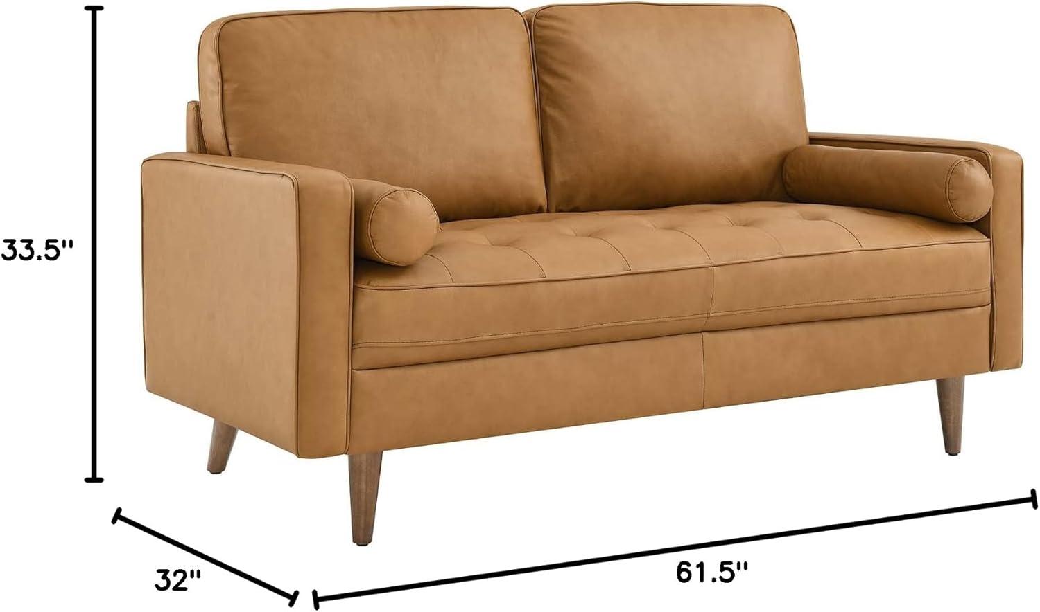 Modway Valour Leather Loveseat in Tan