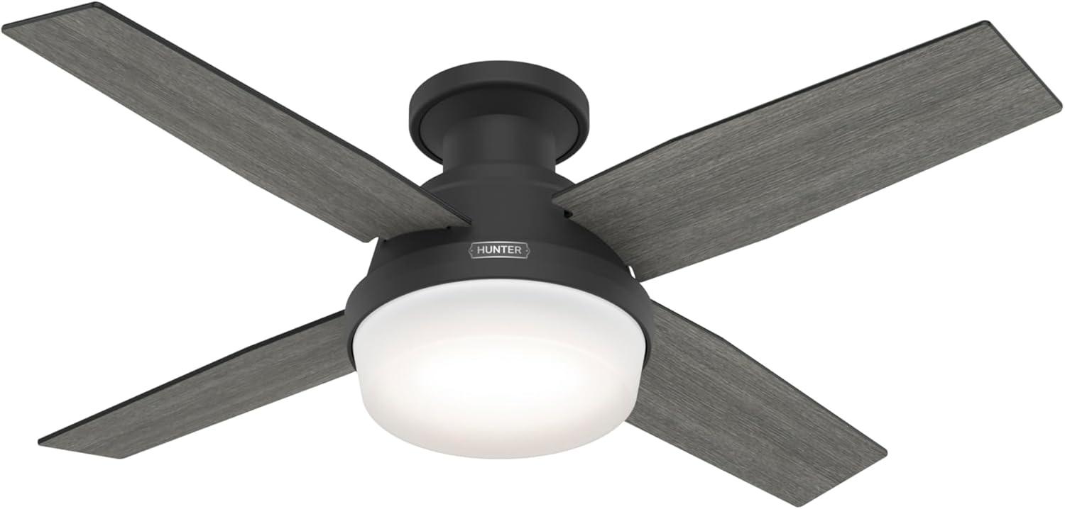 Dempsey Low Profile 44" 4 - Blade Flush Mount Ceiling Fan with Lights and Remote