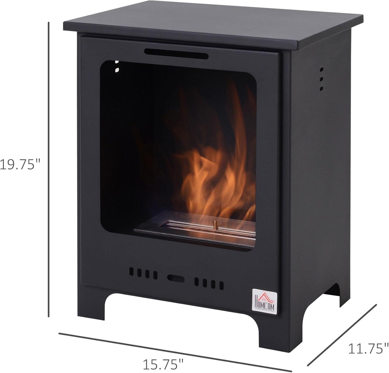 19.75" Black Painted Freestanding Ethanol Fireplace Stove