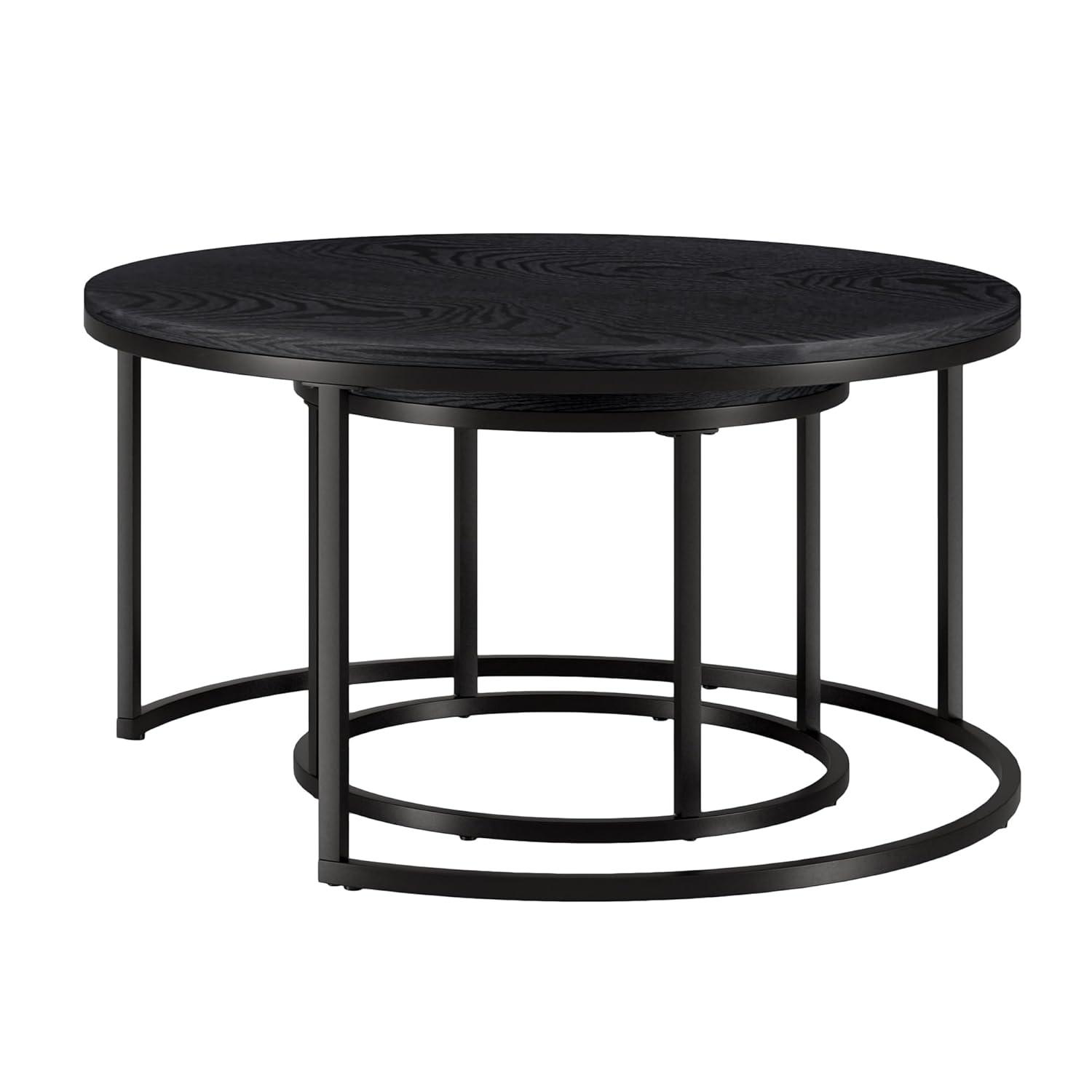 Evelyn&Zoe Watson Round Nested Coffee Table in Blackened Bronze
