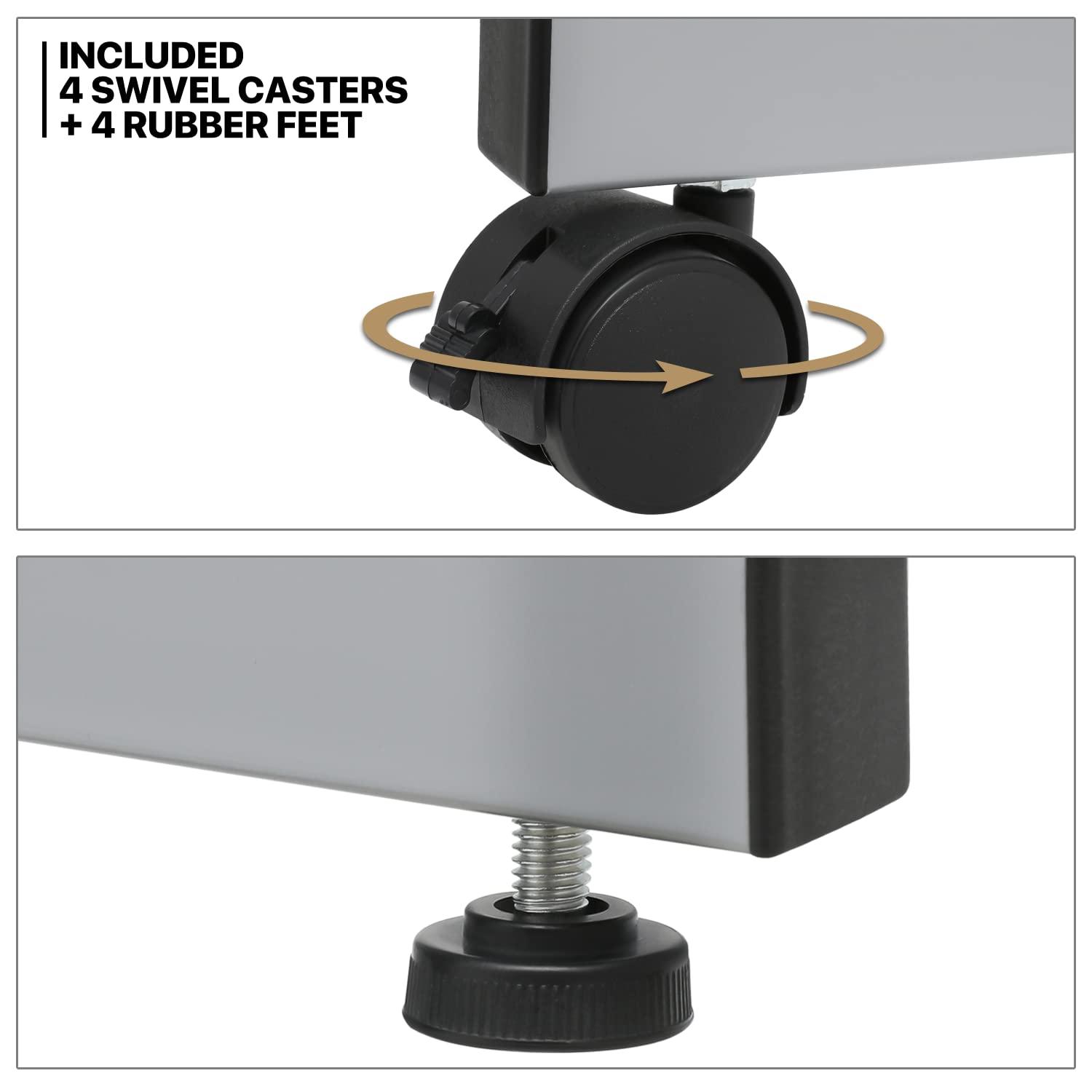 LIQI Drafting Table on Wheels with Storage & Side Tray - Adjustable 0-65° Glass Tabletop, Replaceable Feet Art Desk