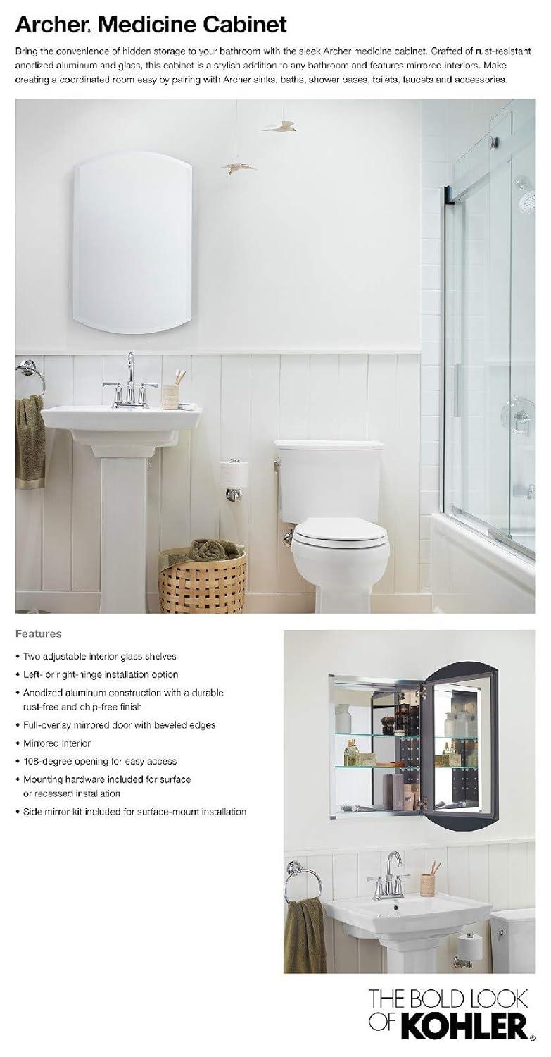 Kohler Archer 20" x 31" Single Door Frameless Mirrored Medicine Cabinet