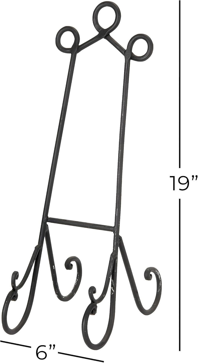 DecMode 6" x 18" Black Metal Scroll Easel, 1-Piece