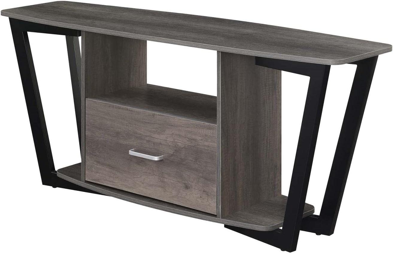 Charcoal Gray 58" Urban Industrial TV Stand with Cabinet