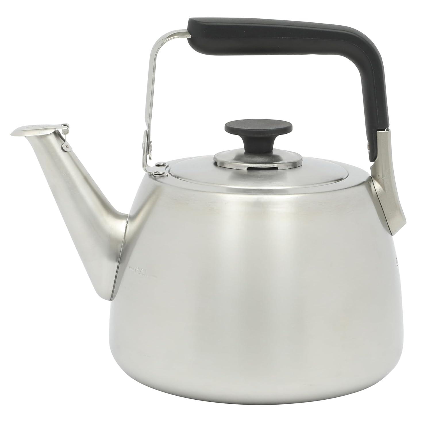 Sur La Table Kitchen Essentials Sur La Table Kitchen Essential Large 2 QT Heavy Gauge Brushed Stainless Steel Whistling Tea Kettle