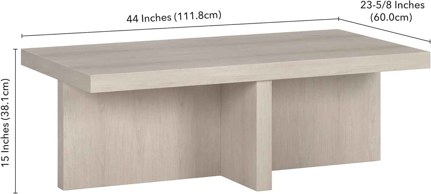 Evelyn&Zoe Contemporary High-Quality Rectangular Medium Density Fiberboard Coffee Table, Alder White