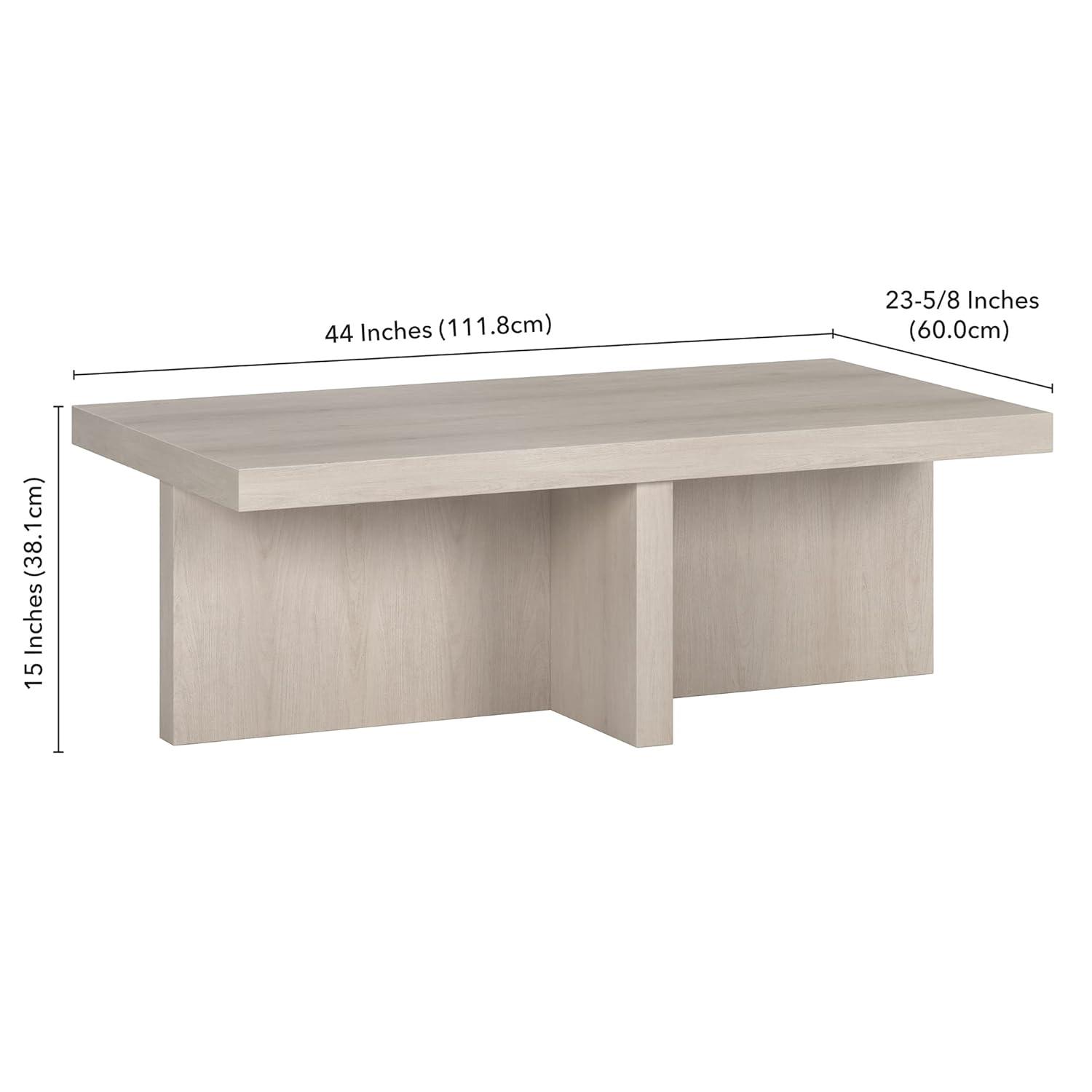 Evelyn&Zoe Contemporary High-Quality Rectangular Medium Density Fiberboard Coffee Table, Alder White