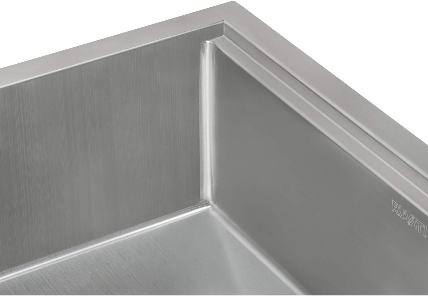 Ruvati Workstation Undermount 16 Gauge Stainless Steel Kitchen Sink Single Bowl