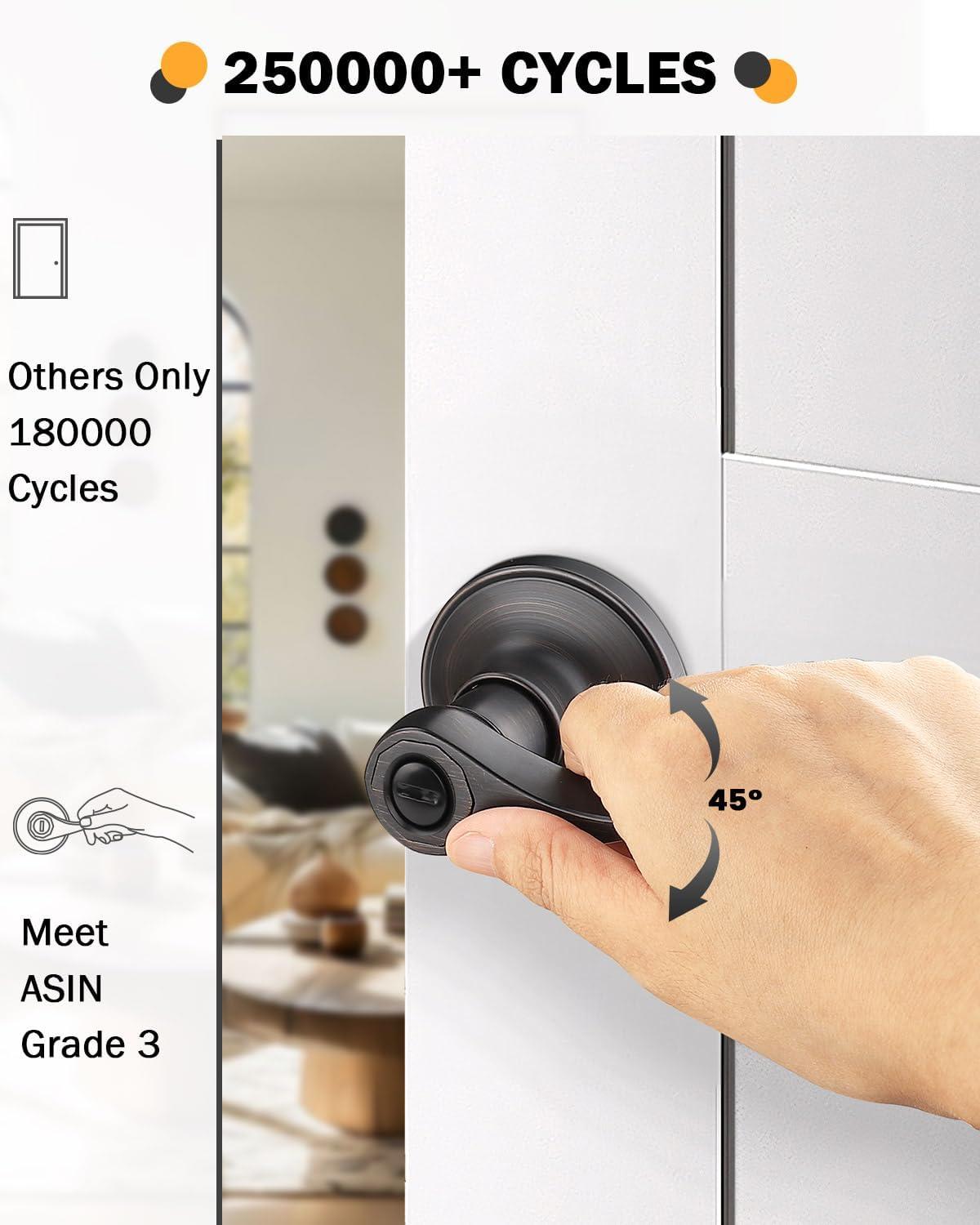 Oil Rubbed Bronze Modern Key Lock Door Lever Set