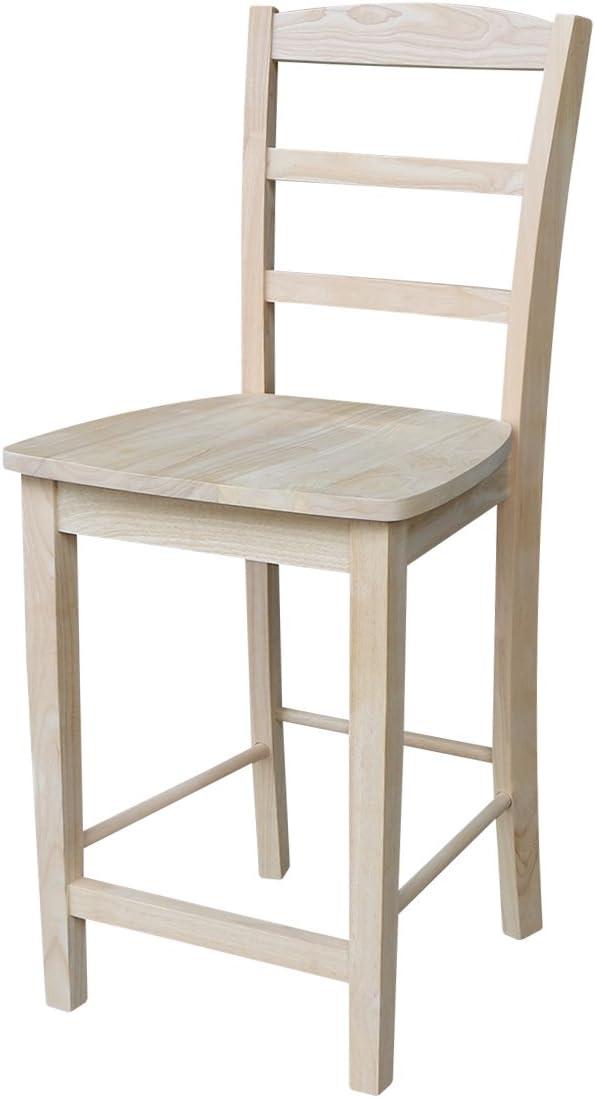 Natural Unfinished Solid Parawood Madrid Counter Stool