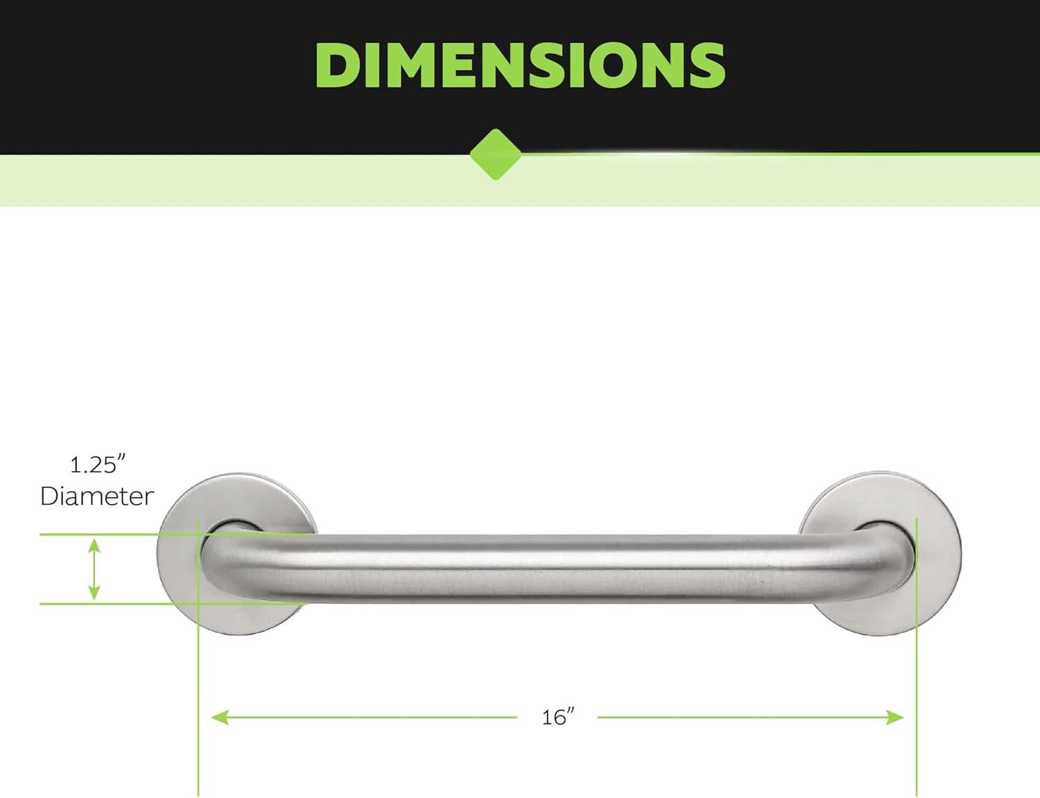 16-Inch Brushed Stainless Steel ADA Compliant Grab Bar