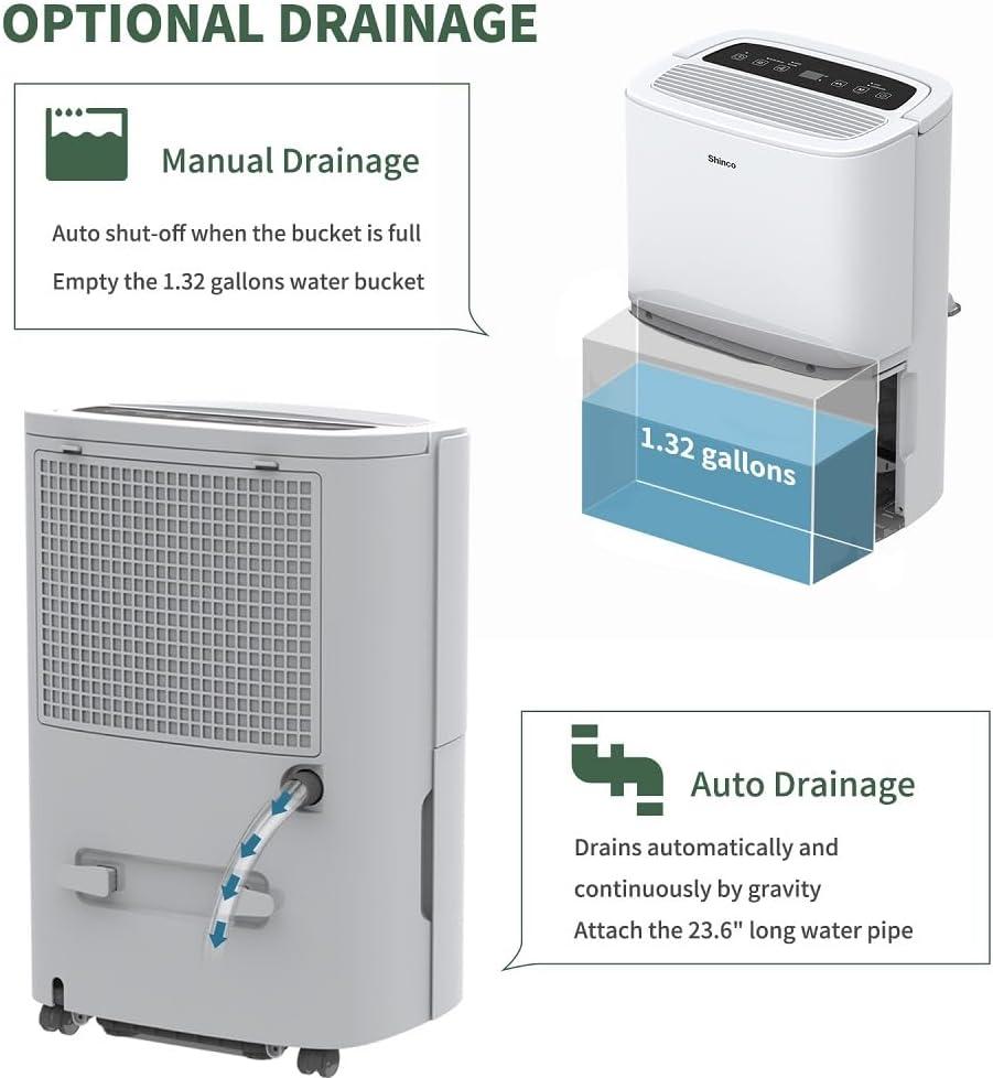 Shinco 6000 Sq. Ft. White Energy Star Dehumidifier with Touch Control