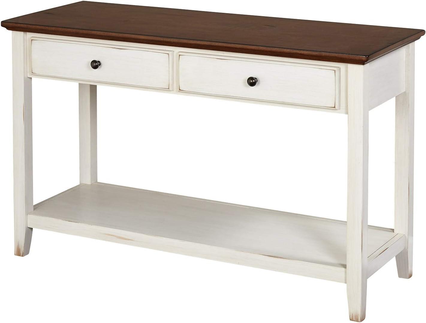 Charleston End Table Off White/Chestnut - Buylateral: Mid-Century Modern Design, Drawer & Fixed Shelf