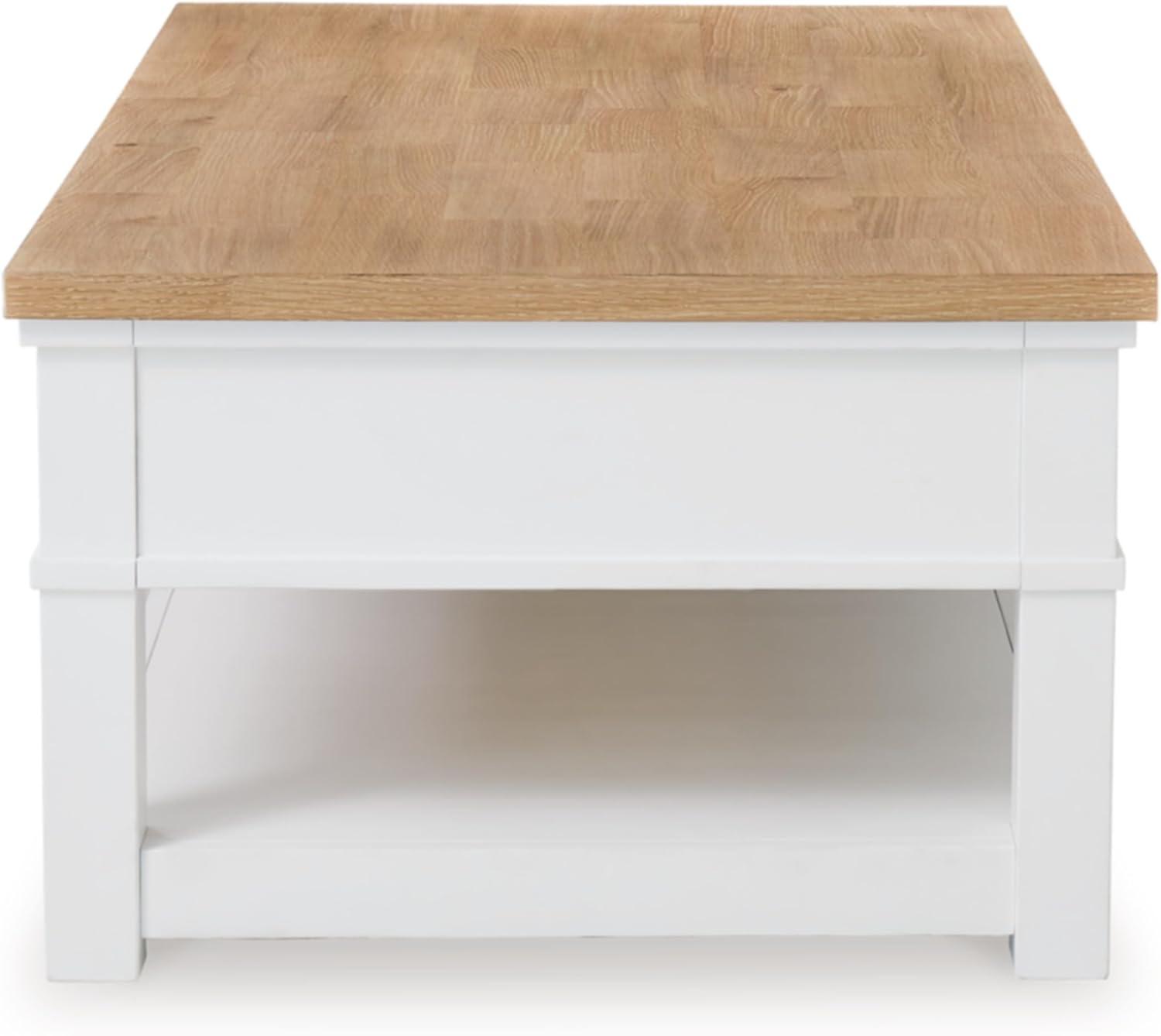 Signature Design by Ashley Ashbryn Rectangular 2 Drawer Coffee Table, White/Natural