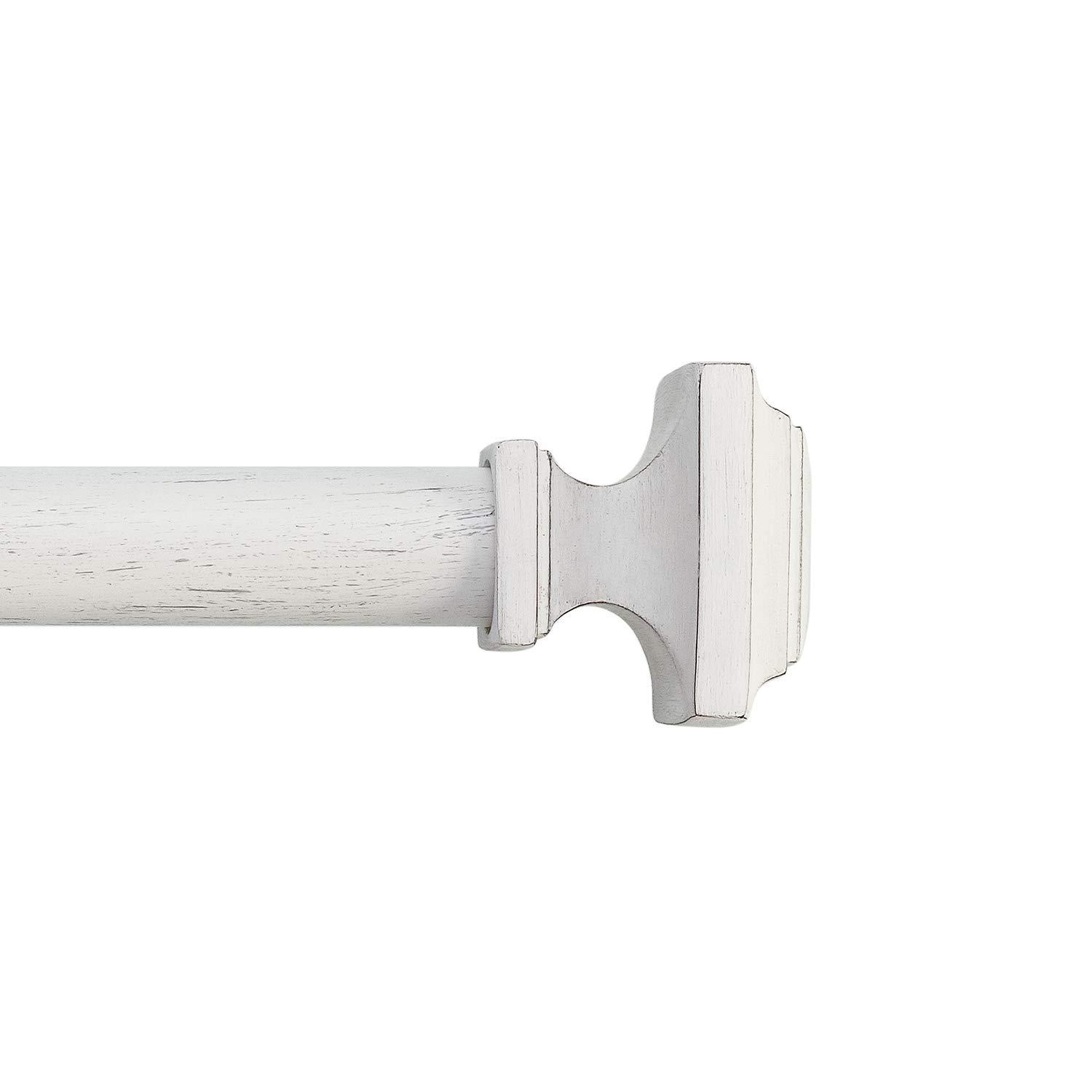 Mode Farmhouse Collection 1 1/8 in Diameter Curtain Rod Set with Cottage Square Finials and Steel Wall Mounted Adjustable Rod