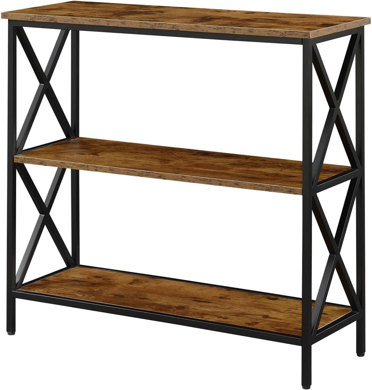 Tucson 32" Modern Black 3-Tier Particleboard Bookcase