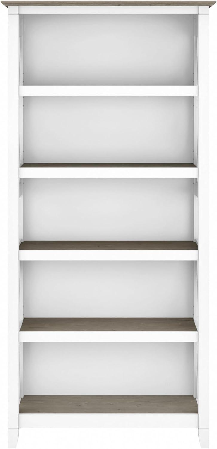 Bush Furniture Key West Tall 5 Shelf Bookcase, Pure White & Shiplap Gray