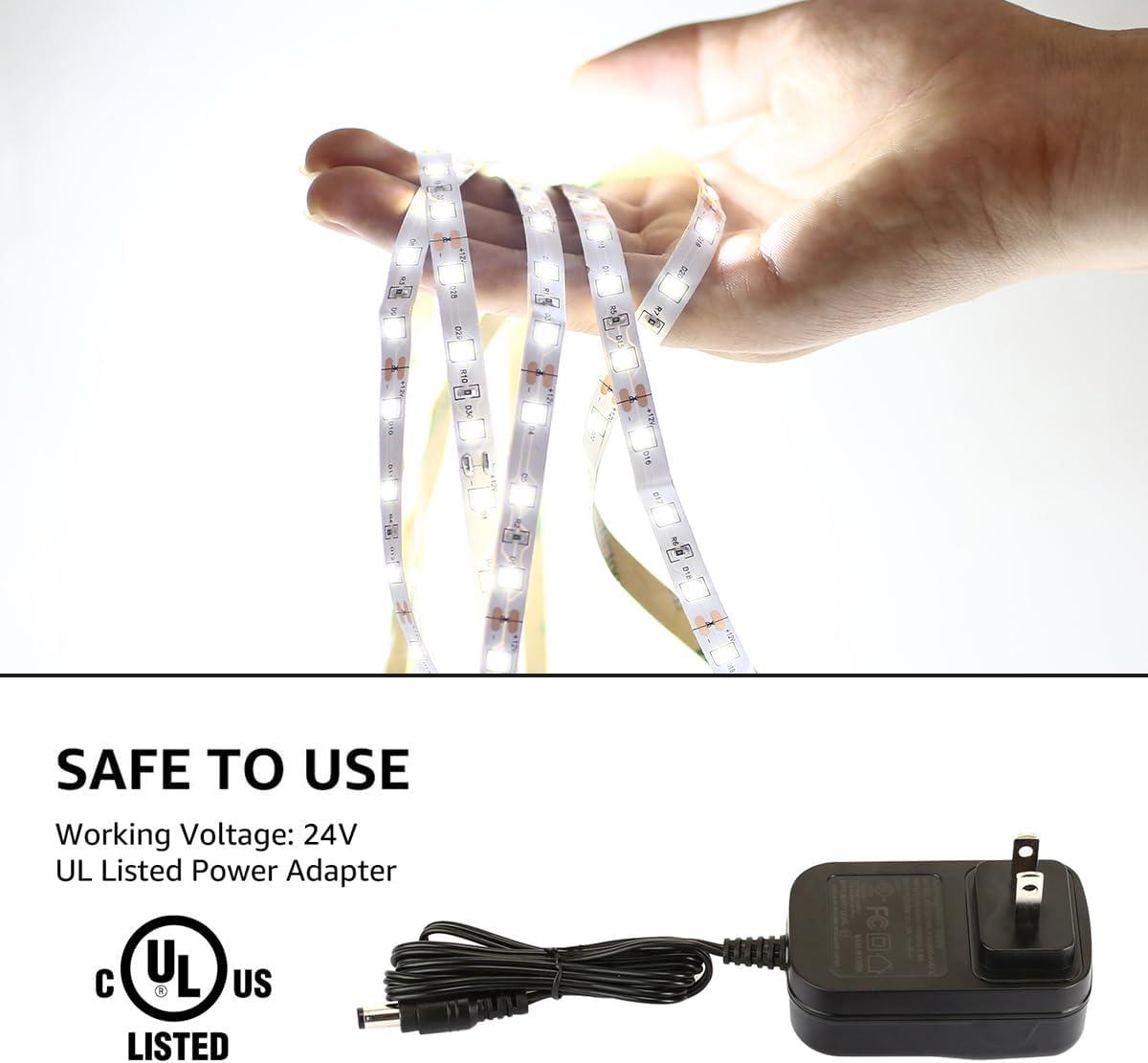 Lepro LED Strip Light, 32.8Ft Dimmable Vanity Lights, 6000K Super Bright LED Tape Lights, 420 LEDs SMD 2835, Strong 3M Adhesive, Suitable for Home, Kitchen, Under Cabinet, Bedroom, Daylight White