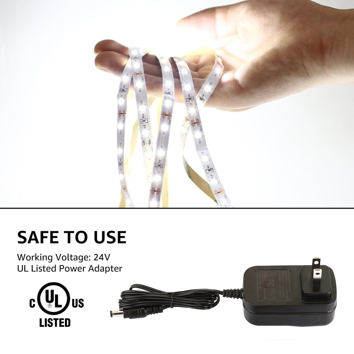 Lepro LED Strip Light, 32.8Ft Dimmable Vanity Lights, 6000K Super Bright LED Tape Lights, 420 LEDs SMD 2835, Strong 3M Adhesive, Suitable for Home, Kitchen, Under Cabinet, Bedroom, Daylight White