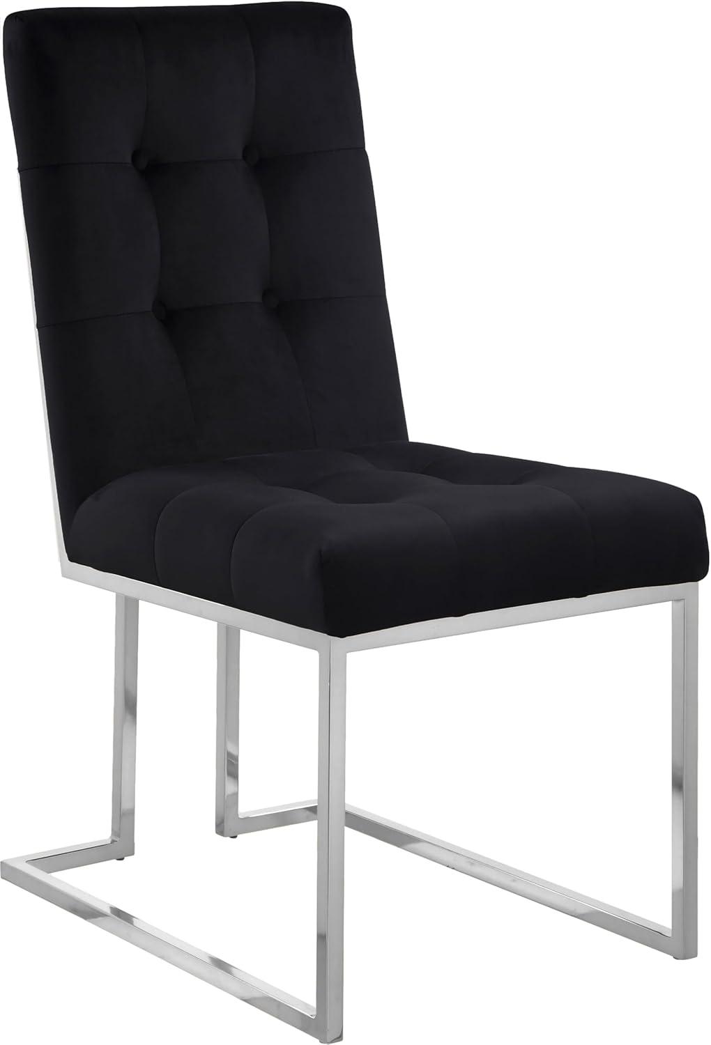 Elegant Parsons Black Velvet Dining Chair with Metal Base