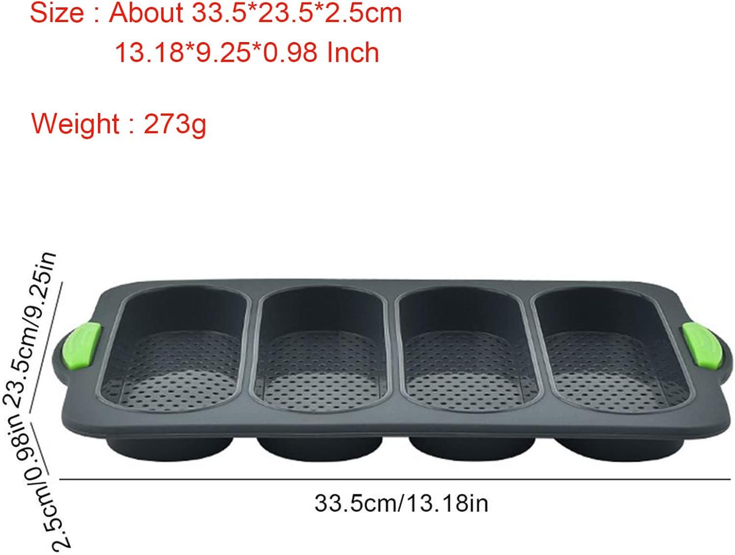 Non-Stick Black Silicone 4-Cavity Bread Loaf Pan