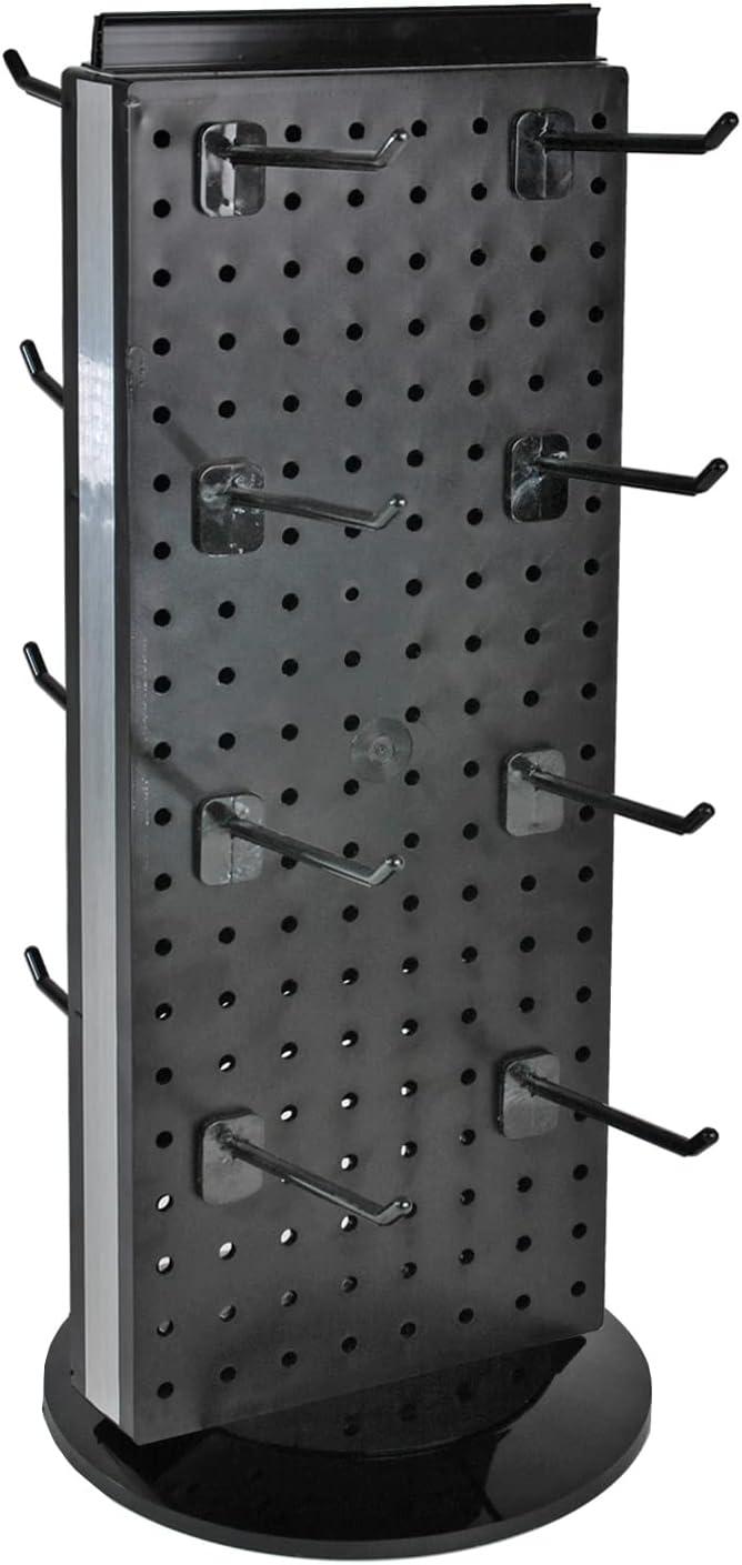 Four-Sided Revolving 4"W x 12"H Pegboard Counter Display w/ 16 2" Hooks