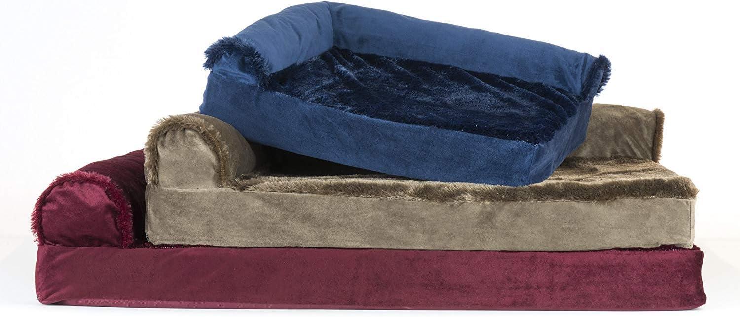 FurHaven Plush & Velvet Deluxe L-Chaise Orthopedic Pet Bed