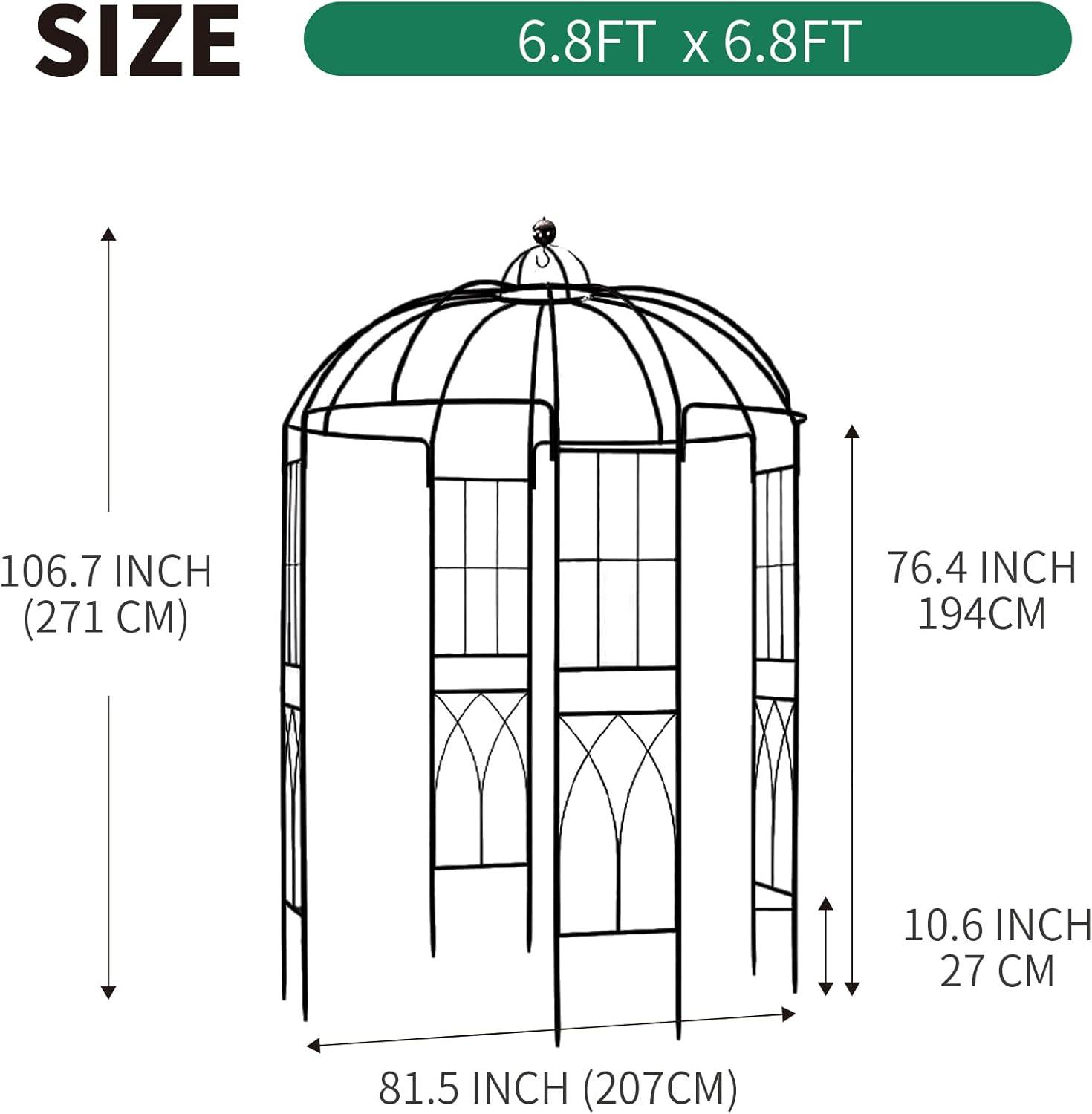 SCENDOR Garden Arches Arbors 9' High x 6.8' Wide Durable Metal Gazebo and Trellis for Outdoor Garden, Perfect for Climbing Plants, Weddings, and Ceremonies, 32 lb