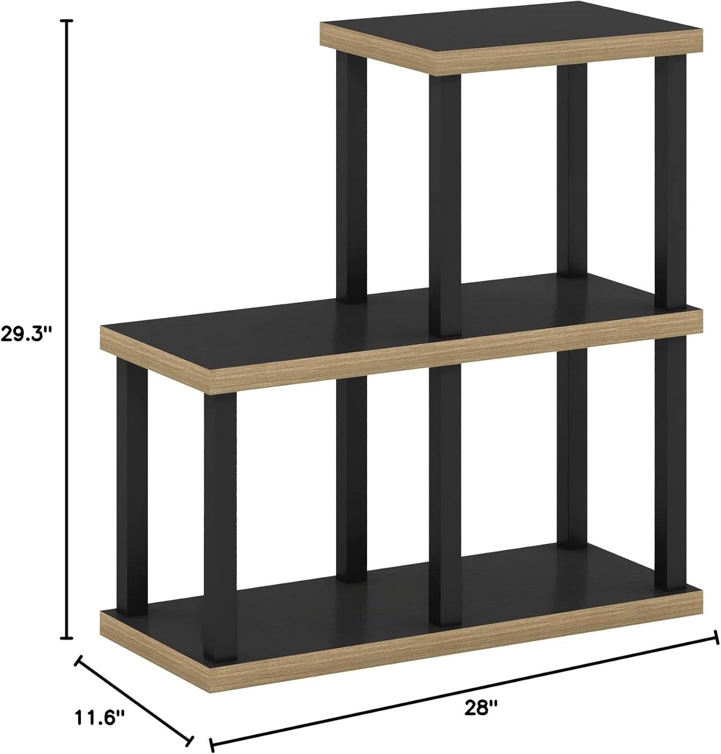 Black and Wood 3-Cube Decorative Display Shelf