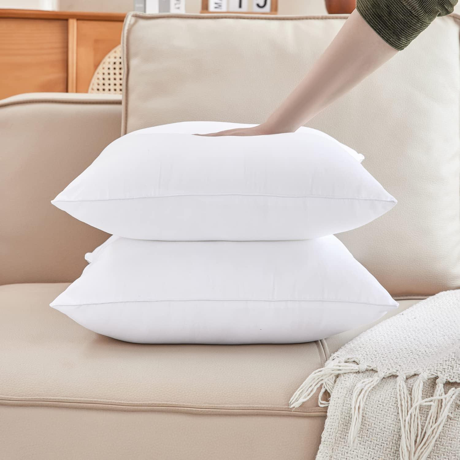 Set of 2 White 18" Square Polyester Pillow Inserts