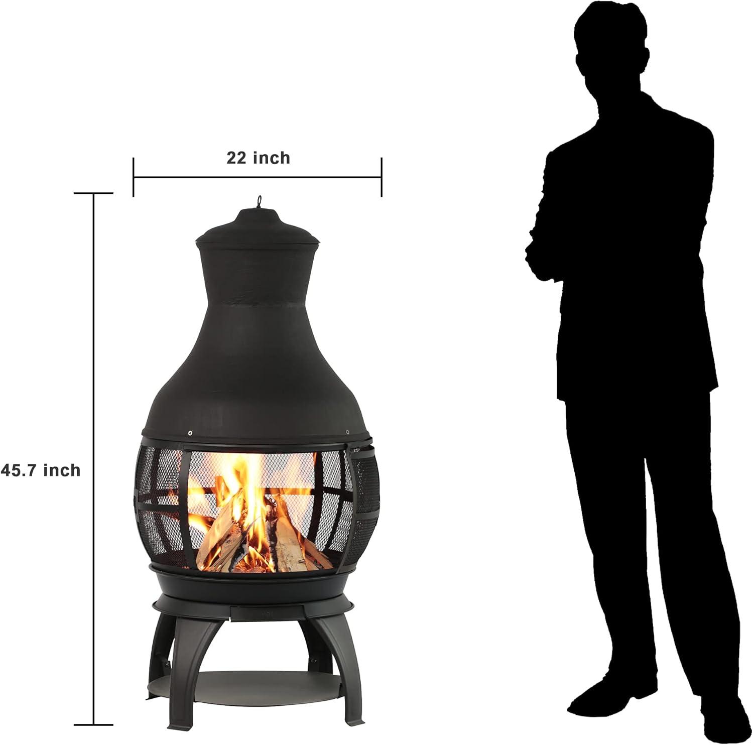 45-Inch Black Cast Iron Freestanding Chiminea